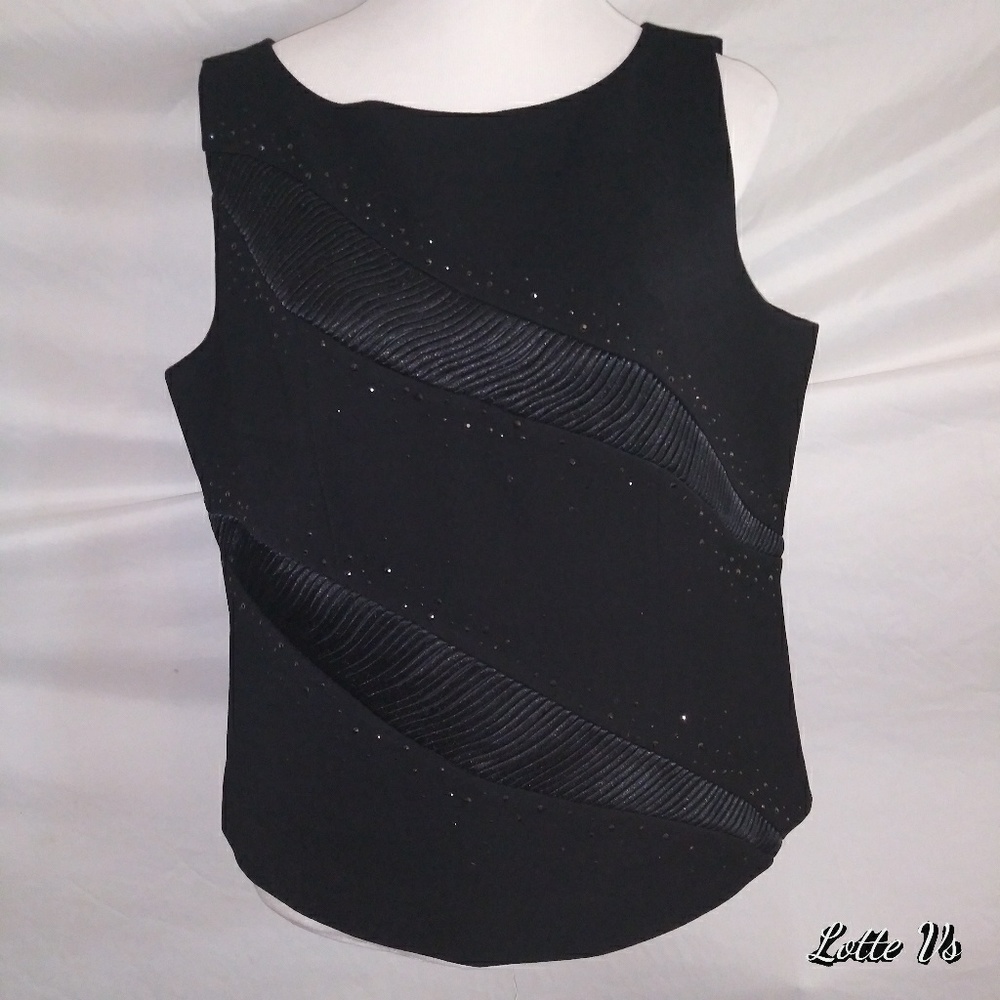 Tango Nites Black Side Zip Sparkle Top sz 16